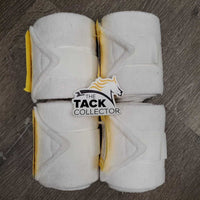 4 Fleece Polo Wraps *gc, clean & mnr dirty edges, stains, hairy, pilly
