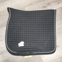 Quilt Dressage Saddle Pad, 1x piping *gc, v. mnr dirt, hair, cut tabs, piping rubs, pills
