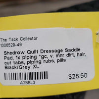 Quilt Dressage Saddle Pad, 1x piping *gc, v. mnr dirt, hair, cut tabs, piping rubs, pills
