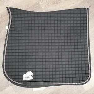 Quilt Dressage Saddle Pad, 1x piping *vgc, v. mnr dirt, cut tabs, mnr rubs, hair