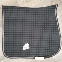 Quilt Dressage Saddle Pad, 1x piping *vgc, v. mnr dirt, cut tabs, mnr rubs, hair
