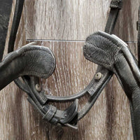 Rsd/Padded Monocrown Dressage Bridle, Thick Plain Reins, Bling Browband, Crank *gc, mnr dirt, rubs & dents, NO Flash, shortened/chicago screws, trimmed end