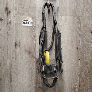 Rsd/Padded Monocrown Dressage Bridle, Thick Plain Reins, Bling Browband, Crank *gc, mnr dirt, rubs & dents, NO Flash, shortened/chicago screws, trimmed end