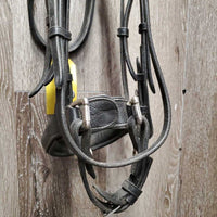 Rsd/Padded Monocrown Dressage Bridle, Thick Plain Reins, Bling Browband, Crank *gc, mnr dirt, rubs & dents, NO Flash, shortened/chicago screws, trimmed end
