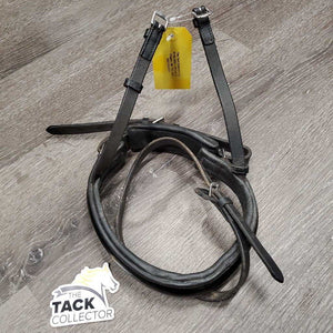 Thick Rsd/Padded Dressage Crank Monocrown Noseband, Flash *gc, dirty, rubs, scraped edges, missing Flash Keeper, dented edges