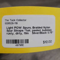 Light POW Spurs, Braided Nylon Spur Straps *fair, peeled, bubbled, rusty, dirty, film
