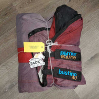 "Bustino" 40g Rain/Winter Blanket, detach neck, 2 legs *gc, older, clean, wpf, repairs, v.faded, mnr hair, snags, pills
