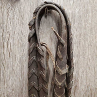 Rsd Padded Bridle, Braided Reins *gc/fair, dirt, discolored, cut end, dry, older, browband ends: unstitched, curled & hard, broken laces

