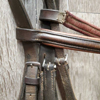 Rsd Padded Bridle, Braided Reins *gc/fair, dirt, discolored, cut end, dry, older, browband ends: unstitched, curled & hard, broken laces
