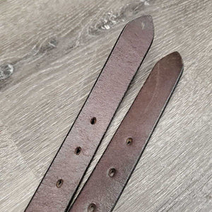 Pr Stirrup Leathers *fair/gc, clean, stains, v.rubbed, dented & creased, xholes, thin spots, bent, dry, stiff, older, uneven, Light CRACKING
