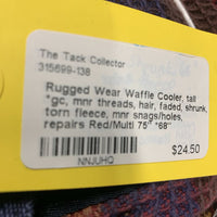 Waffle Cooler, tail *gc, mnr threads, hair, faded, shrunk, torn fleece, mnr snags/holes, repairs
