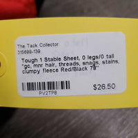 Stable Sheet, 0 legs/0 tail *gc, mnr hair, threads, snags, stains, clumpy fleece
