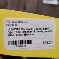 JUNIORS Paddock Boots, laces *gc, toes: creases & dents, scuffs, rubs, clean
