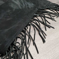 Hvy Suede Full Show Chaps, Fringe, Concho *xc/vgc, mnr dirt & rubs, folded & tapped waist
