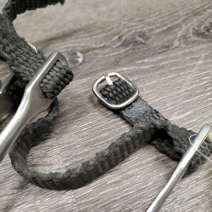 POW Spurs, Braided Nylon Straps *gc/fair, widened, scratches Straps: dirty, frayed, snags
