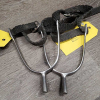 POW Spurs, Braided Nylon Straps *gc/fair, widened, scratches Straps: dirty, frayed, snags
