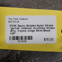 POW Spurs, Braided Nylon Straps *gc/fair, widened, scratches Straps: dirty, frayed, snags
