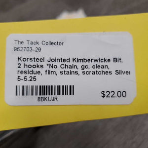 Jointed Kimberwicke Bit, 2 hooks *No Chain, gc, clean, residue, film, stains, scratches