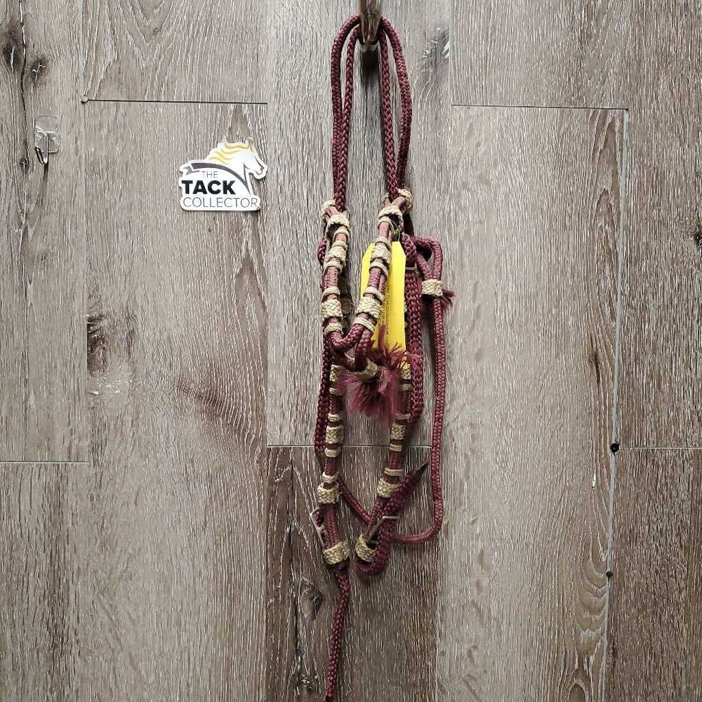 Nylon Rope Headstall *gc, dirty, dusty, rubs, tangled tassles, older, mnr rubs & frays