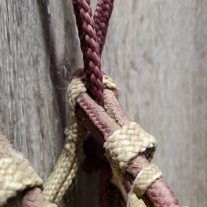 Nylon Rope Headstall *gc, dirty, dusty, rubs, tangled tassles, older, mnr rubs & frays