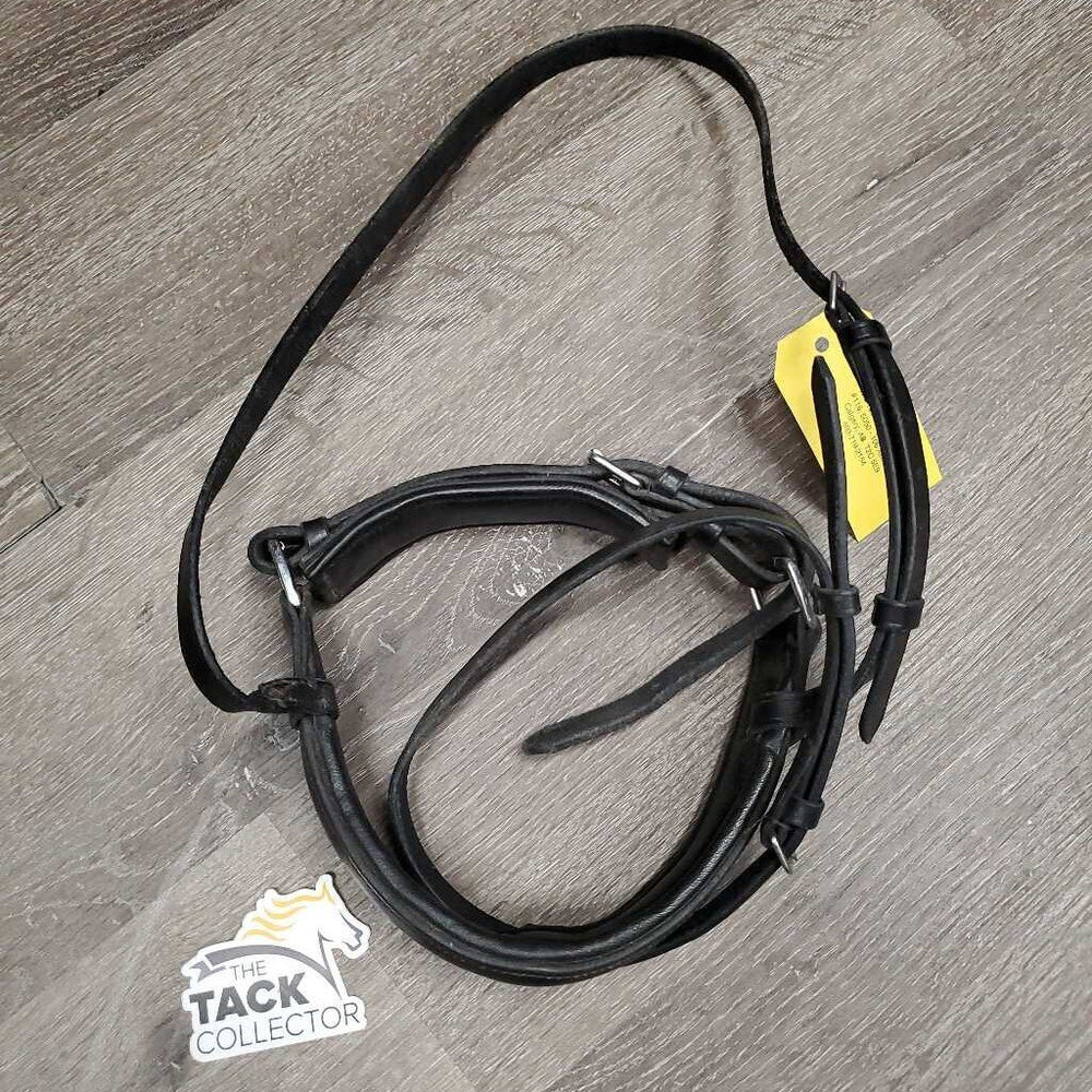 Padded Dressage Crank Noseband, Flash *gc, dirty, dust, stiff, dry, loose keeper, creases, scraped edges, rough back