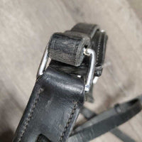 Padded Dressage Crank Noseband, Flash *gc, dirty, dust, stiff, dry, loose keeper, creases, scraped edges, rough back