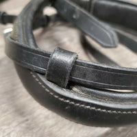 Padded Dressage Crank Noseband, Flash *gc, dirty, dust, stiff, dry, loose keeper, creases, scraped edges, rough back
