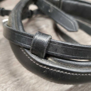 Padded Dressage Crank Noseband, Flash *gc, dirty, dust, stiff, dry, loose keeper, creases, scraped edges, rough back