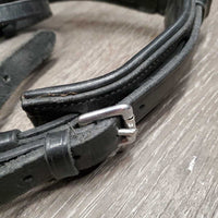 Padded Dressage Crank Noseband, Flash *gc, dirty, dust, stiff, dry, loose keeper, creases, scraped edges, rough back
