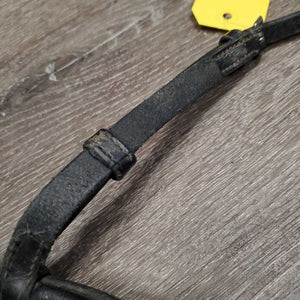 Padded Dressage Crank Noseband, Flash *gc, dirty, dust, stiff, dry, loose keeper, creases, scraped edges, rough back