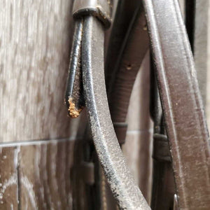 Rsd/Padded Bridle *gc/vgc, dirt, NO Flash, v.tight keeper, stiff, dry, mnr scraped edges