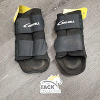 Neoprene Closed Front Boots, velcro *gc, dirty, hairy, rubs, scratches, pilly edges