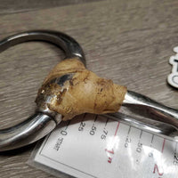 Slow Twist Eggbutt Snaffle Bit, taped *gc, clean & dirty, sticky tape residue, scratches
