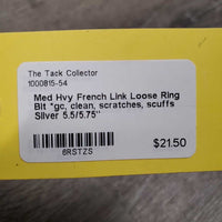 Med Hvy French Link Loose Ring Bit *gc, clean, scratches, scuffs
