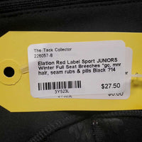 JUNIORS Winter Full Seat Breeches *gc, mnr hair, seam rubs & pills
