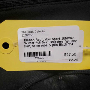 JUNIORS Winter Full Seat Breeches *gc, mnr hair, seam rubs & pills