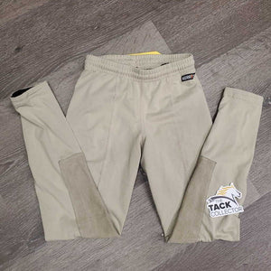 JUNIORS Light Riding Tight Breeches, Pull On *gc/fair, knee hole, undone knee stitching, pilly, rubs, dingy, seam frays