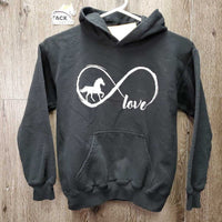 JUNIORS Sweatshirt Hoodie "love" *gc, cracking logo, pilly, rubs, faded