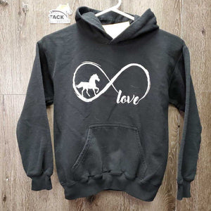 JUNIORS Sweatshirt Hoodie "love" *gc, cracking logo, pilly, rubs, faded