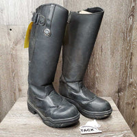 JUNIORS Tall Winter Riding Boots, zips, box *gc/fair, residue, v.cracked & split feet, split string
