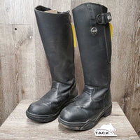 JUNIORS Tall Winter Riding Boots, zips, box *gc/fair, residue, v.cracked & split feet, split string
