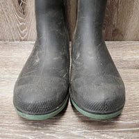 JUNIORS Soft Mid Height Rubber Boots *gc/fair, dirt, stains, scuffs, holey inner heels, v.rubbed heels & toes

