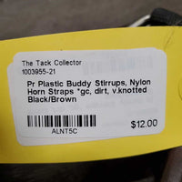 Pr Plastic Buddy Stirrups, Nylon Horn Straps *gc, dirt, v.knotted