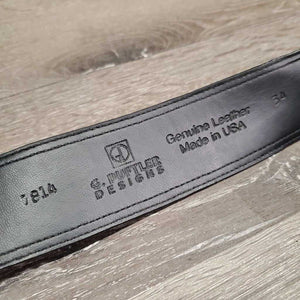 Wide Snakeskin Print Leather Belt, Spur Buckle *vgc, clean, mnr bends, rubs, scratches & scuffs