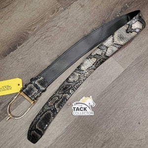 Wide Snakeskin Print Leather Belt, Spur Buckle *vgc, clean, mnr bends, rubs, scratches & scuffs