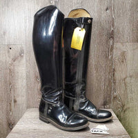 Patent Dress Boots, Brown Boot Bag *gc, older, rubs, peeled, creases, Zips: gunky & threads
