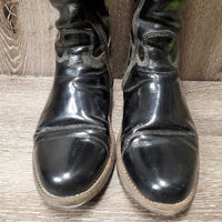 Patent Dress Boots, Brown Boot Bag *gc, older, rubs, peeled, creases, Zips: gunky & threads