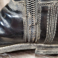 Patent Dress Boots, Brown Boot Bag *gc, older, rubs, peeled, creases, Zips: gunky & threads
