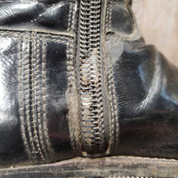 Patent Dress Boots, Brown Boot Bag *gc, older, rubs, peeled, creases, Zips: gunky & threads
