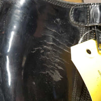 Patent Dress Boots, Brown Boot Bag *gc, older, rubs, peeled, creases, Zips: gunky & threads
